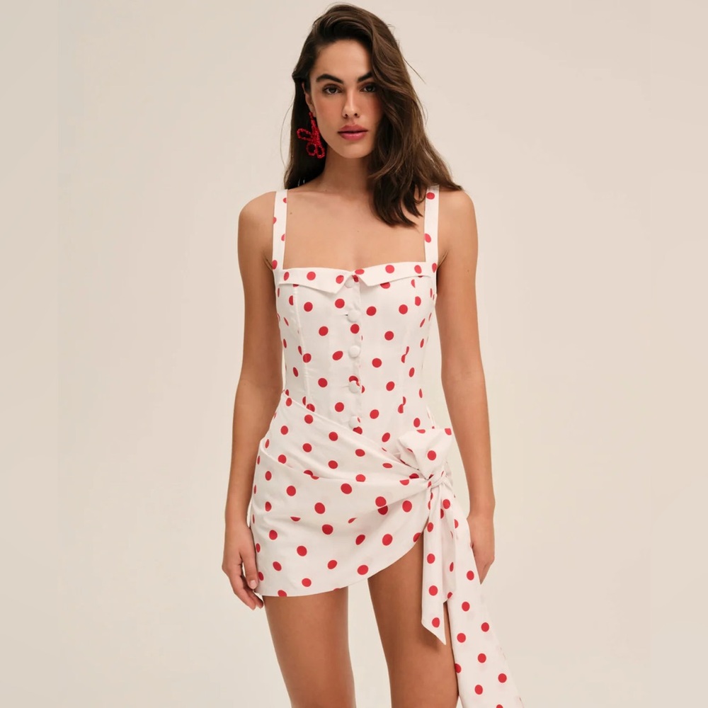 For Love And Lemons Red Dot Mini Dress
